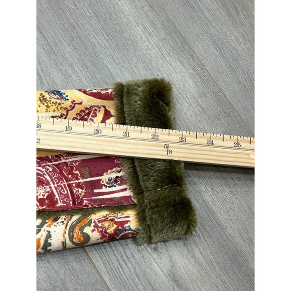 Chico's Green Paisley Faux Shearling Hippie Warm Button Up Coat Jacket Sz 0/XS - Picture 8 of 8